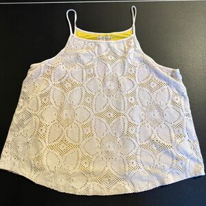 Anthropologie Crochet Lace Tank Top – White/Yellow – Size XL
